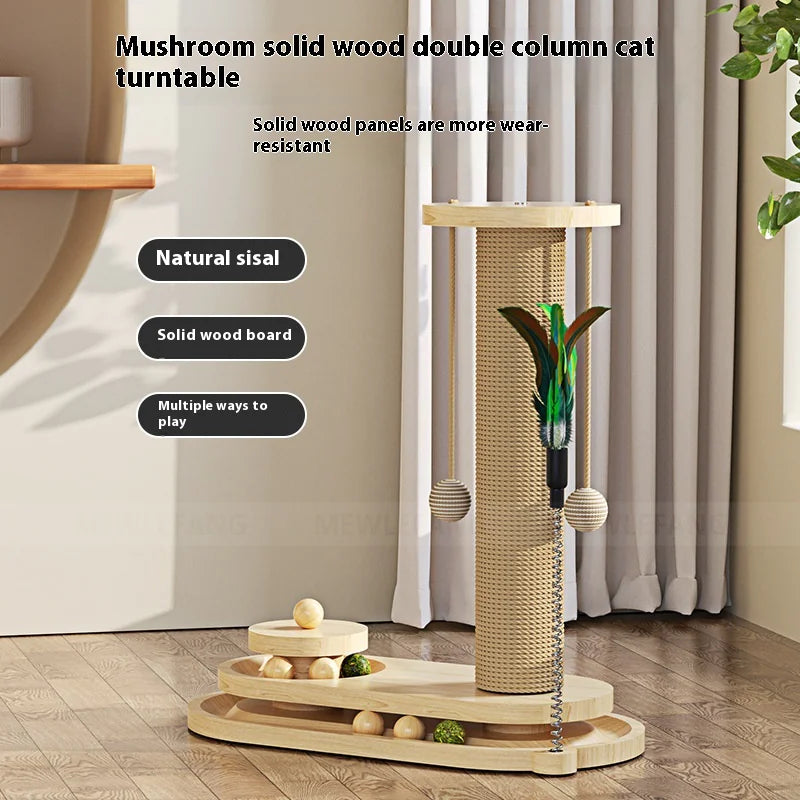 Mistpaw™ Solid Wood Cat Scratching Post & Toy Set
