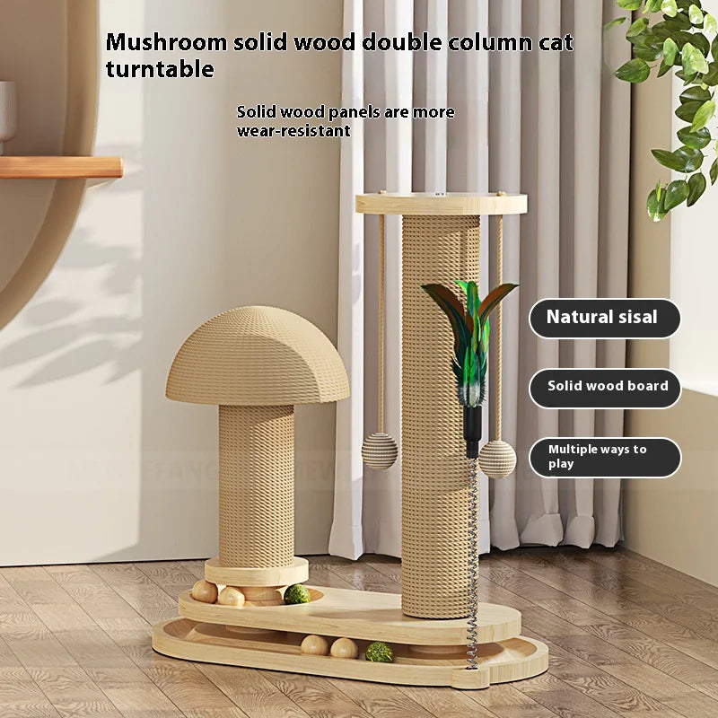 Mistpaw™ Solid Wood Cat Scratching Post & Toy Set