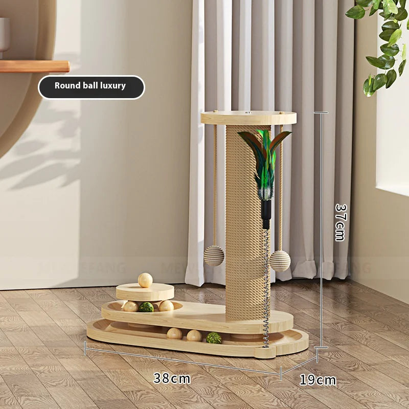 Mistpaw™ Solid Wood Cat Scratching Post & Toy Set