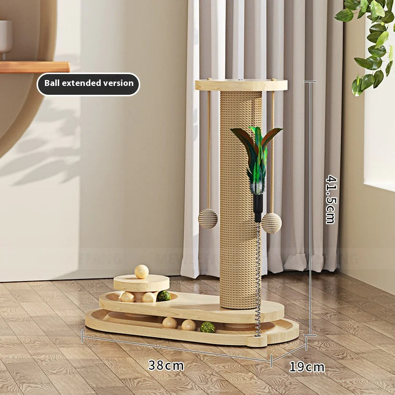 Mistpaw™ Solid Wood Cat Scratching Post & Toy Set