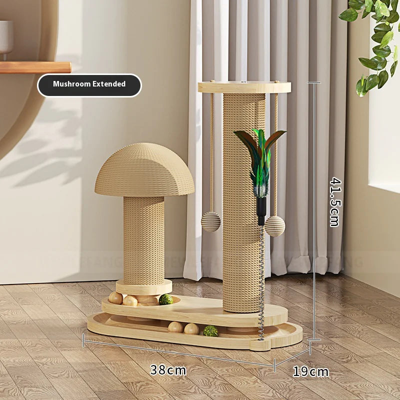 Mistpaw™ Solid Wood Cat Scratching Post & Toy Set